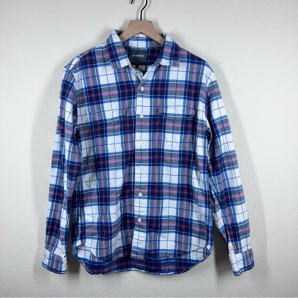 Bonobos 100% Cotton Lightweight Flannel Long Sleeve Button Down Shirt Large EUC